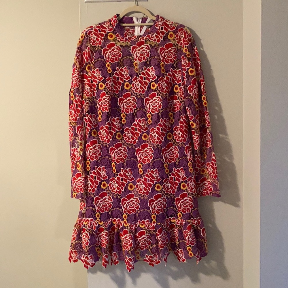 ASOS DESIGN contrast lace high neck mini dress